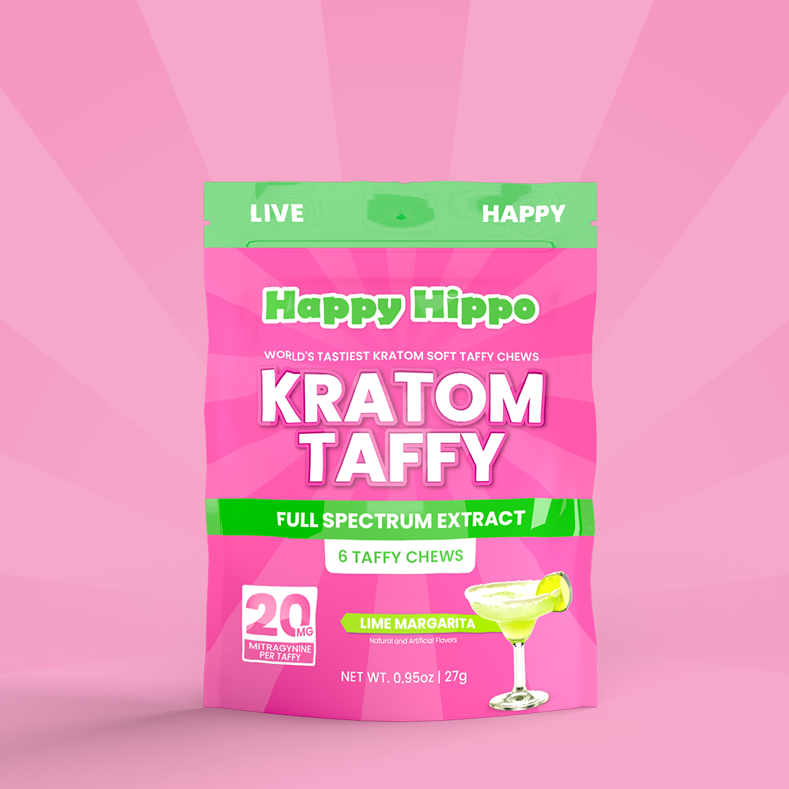 Kratom | Happy Hippo | Taffy Chews | 6ct