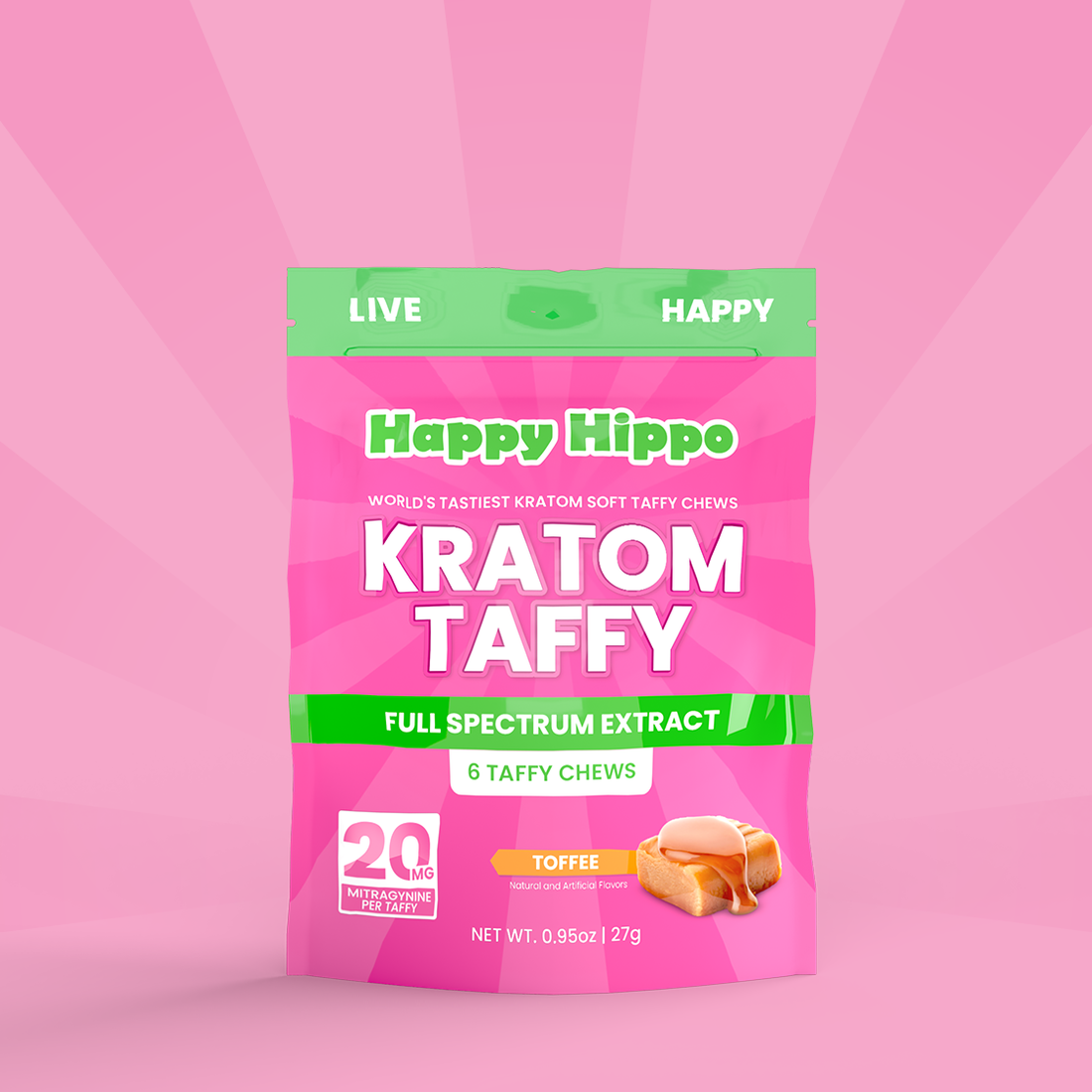Kratom | Happy Hippo | Taffy Chews | 6ct